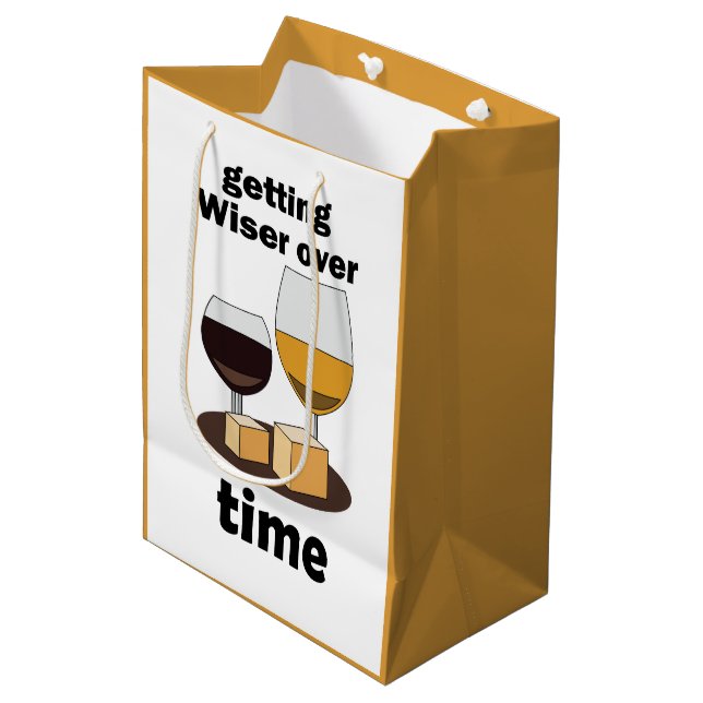 Aged To Perfection Getting Wiser Over Time Party Medium Gift Bag (Front Angled)