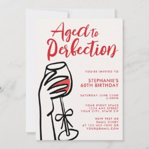 Aged To Perfection Hand Drawn Wine 60th Birthday Invitation