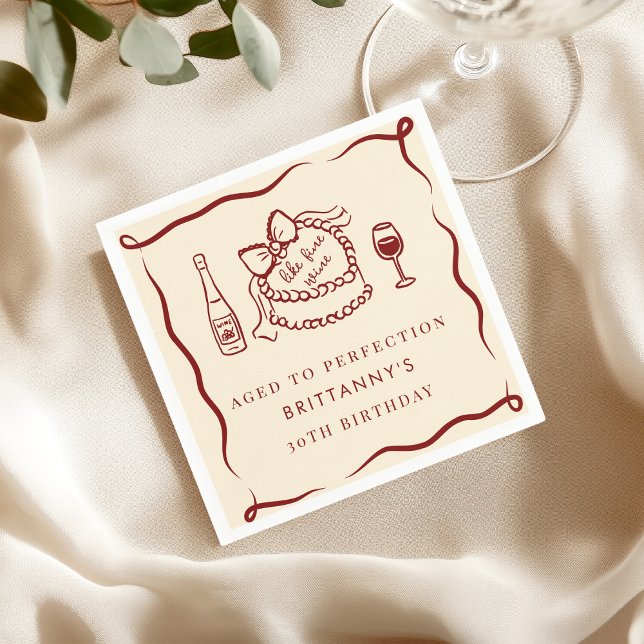 Aged To Perfection Like Fine Wine Birthday Party Napkin (Creator Uploaded)
