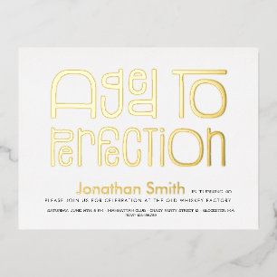 Aged to perfection man's birthday party  foil invitation postcard