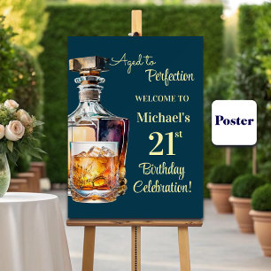 Aged to Perfection Men 21st Whiskey Birthday Poster