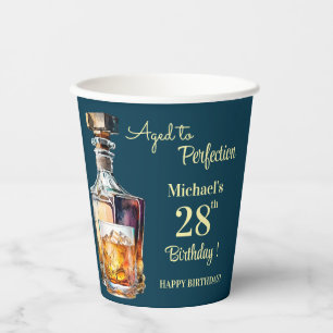 Aged to Perfection Men 28th Whiskey Birthday Paper Cups