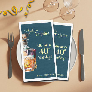 Aged to Perfection Men 40th Whiskey Birthday Napkin