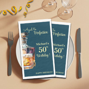 Aged to Perfection Men 50th Whiskey Birthday Napkin