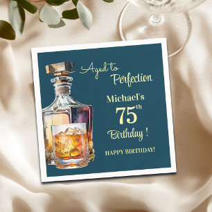 Aged to Perfection Men 75th Whiskey Birthday Napkin