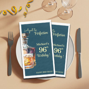Aged to Perfection Men 96th Whiskey Birthday Napkin