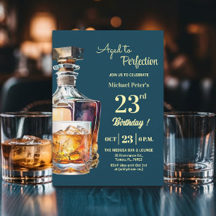Aged to Perfection Men's 23rd Whiskey Birthday  Invitation