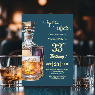 Aged to Perfection Men's 33rd Whiskey Birthday  Invitation