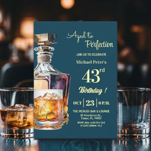 Aged to Perfection Men's 43rd Whiskey Birthday Invitation