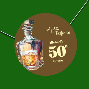 Aged to Perfection Men's 50th Whiskey Birthday  Classic Round Sticker