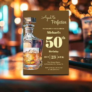 Aged to Perfection Men's 50th Whiskey Birthday  Invitation