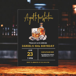 Aged to Perfection Men's 50th Whiskey Birthday  Invitation