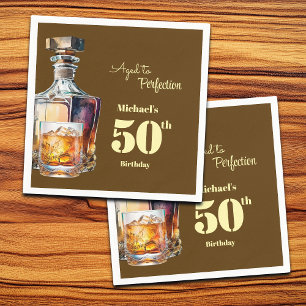Aged to Perfection Men's 50th Whiskey Birthday Napkin
