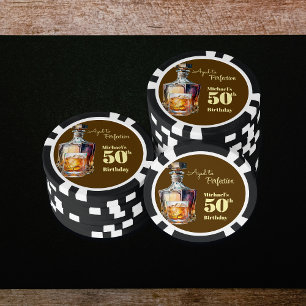 Aged to Perfection Men's 50th Whiskey Birthday Poker Chips