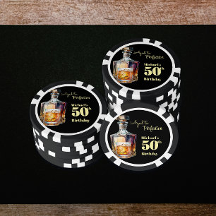Aged to Perfection Men's 50th Whiskey Birthday  Poker Chips