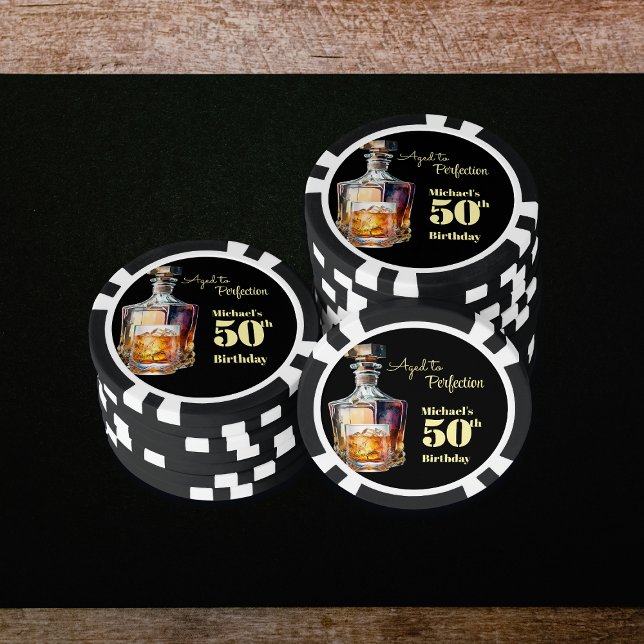 Aged to Perfection Men's 50th Whiskey Birthday  Poker Chips (Creator Uploaded)