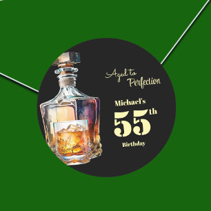 Aged to Perfection Men's 55th Whiskey Birthday  Classic Round Sticker
