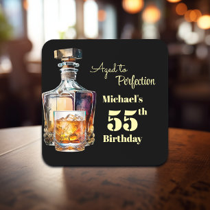Aged to Perfection Men's 55th Whiskey Birthday Coaster