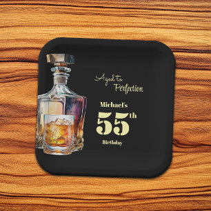 Aged to Perfection Men's 55th Whiskey Birthday Paper Plate