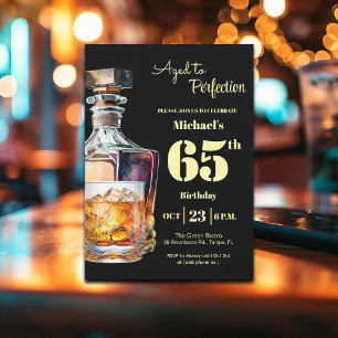 Aged to Perfection Men's 65th Whiskey Birthday Invitation