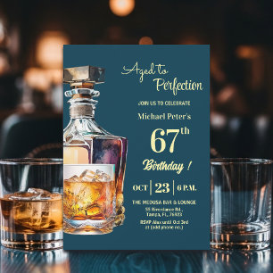 Aged to Perfection Men's 67th Whiskey Birthday  Invitation