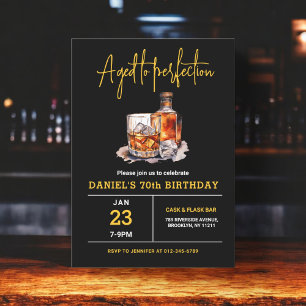 Aged to Perfection Men's 70th Whiskey Birthday  Invitation