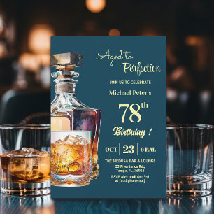 Aged to Perfection Men's 78th Whiskey Birthday Invitation