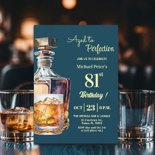 Aged to Perfection Men's 81st Whiskey Birthday  Invitation