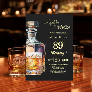Aged to Perfection Men's 89th Whiskey Birthday Invitation