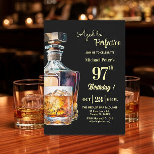 Aged to Perfection Men's 97th Whiskey Birthday Invitation
