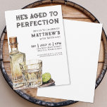 Aged To Perfection Men's Birthday Party Invitation<br><div class="desc">Tequila-Themed Birthday Invitation. Celebrate in style with this modern and festive design featuring a watercolor tequila bottle, glass, and lime in the bottom left corner. The background is all white for a clean, minimal look, while the party details appear in dark grey fonts on the top right in a mix...</div>