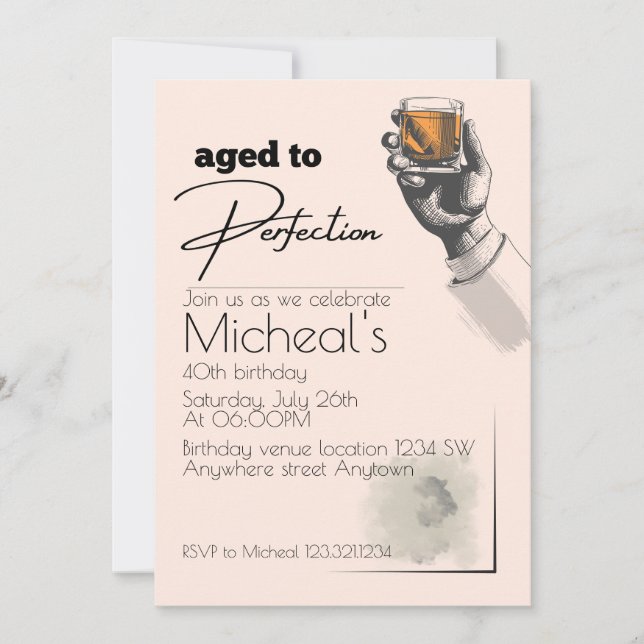 Aged To Perfection Men's Birthday Party Invite (Front)