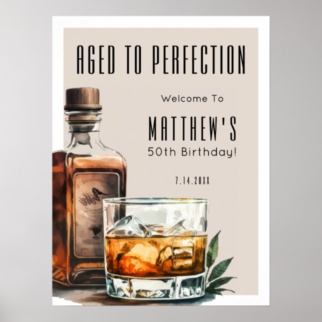 Aged To Perfection Men's Birthday Party Poster (Front)