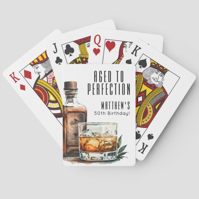 Aged To Perfection Men's Birthday Whiskey Playing Cards (Back)