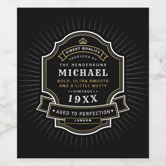 Aged to Perfection Name & Birth Year Birthday Wine Label (Single Label)