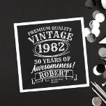 Aged To Perfection Personalised Vintage Birthday  Napkin<br><div class="desc">Enhance your birthday celebration with our Aged to Perfection Personalised Vintage Birthday Napkins. Perfect for a rock 'n roll and classic nostalgia-themed event, these napkins add a touch of vintage retro charm to any milestone birthday party. Whether you're celebrating a 21st, 30th, 40th, 50th, 60th, 70th, 80th, or 90th birthday,...</div>