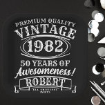 Aged To Perfection Personalised Vintage Birthday  Paper Plate<br><div class="desc">Introducing the Aged To Perfection Personalised Vintage Birthday Paper Plates, the ultimate addition to your milestone birthday celebrations. These plates combine the spirit of rock 'n' roll with classic nostalgia, making them perfect for any retro-themed birthday party. Whether you're hosting a 21st, 30th, 40th, 50th, 60th, 70th, 80th, or 90th...</div>