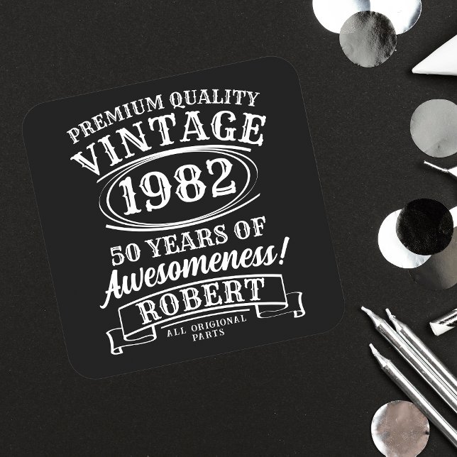 Aged To Perfection Personalised Vintage Birthday  Square Paper Coaster (Creator Uploaded)