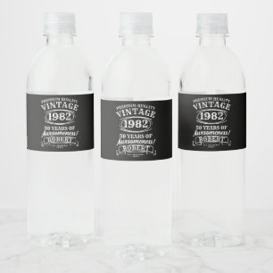 Aged To Perfection Personalised Vintage Birthday  Water Bottle Label