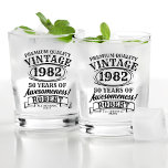 Aged To Perfection Personalised Vintage Birthday Whiskey Glass<br><div class="desc">Raise a toast to timeless celebrations with our Aged to Perfection Personalised Vintage Birthday Whiskey Glass. Perfect for rock 'n roll and classic nostalgia-themed birthday parties, this whiskey glass embodies a vintage retro charm that is sure to impress. Whether you're celebrating a 21st, 30th, 40th, 50th, 60th, 70th, 80th, or...</div>