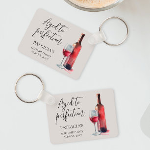 Aged to Perfection Red Wine 60th Birthday Party Key Ring