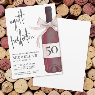 Aged To Perfection Red Wine Birthday Party Invitation