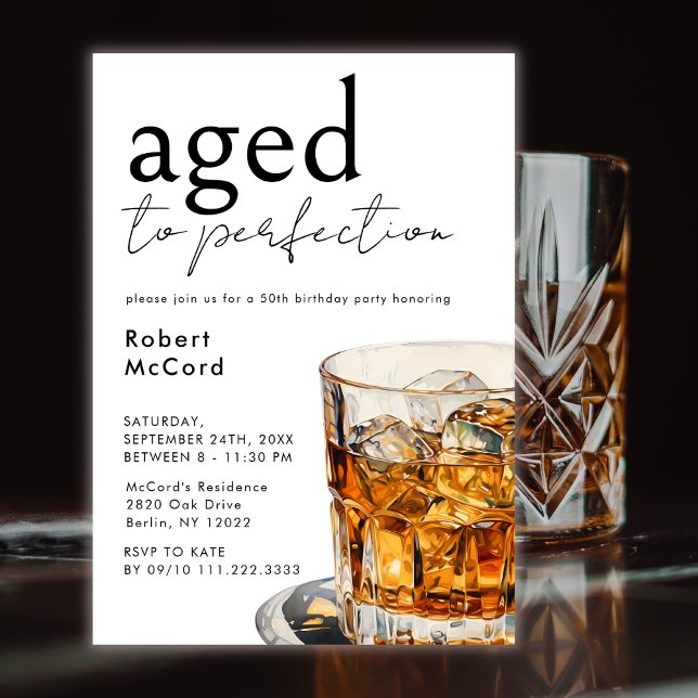 Aged To Perfection Simply Whiskey Birthday Party  Invitation (Creator Uploaded)