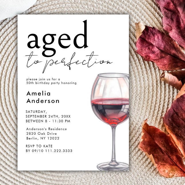 Aged To Perfection Simply Wine Any Birthday Party  Invitation (Creator Uploaded)