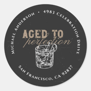 Aged to Perfection Vintage Whiskey Return Address Classic Round Sticker