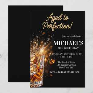 Aged to Perfection Whiskey 50th Birthday Invite