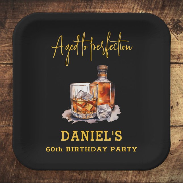 Aged to Perfection Whiskey 60th Birthday Paper Plate (Creator Uploaded)