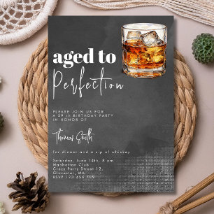 Aged to perfection whiskey birthday party  invitation