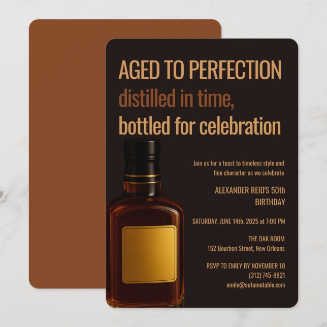 Aged to Perfection | Whisky Birthday Invitation (Front/Back)