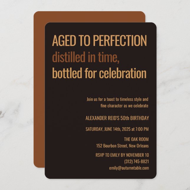 Aged to Perfection | Whisky Birthday Invitation (Front/Back)